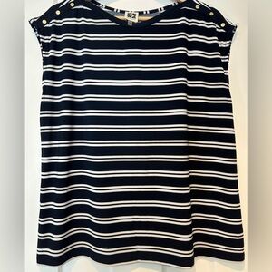 Anne Klein Striped Top with Gold Accents